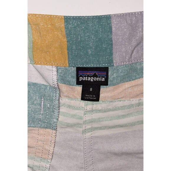Patagonia Wavefarer Board Shorts Women’s Size 8 Lavender Yellow Green Stripe - Picture 4 of 11